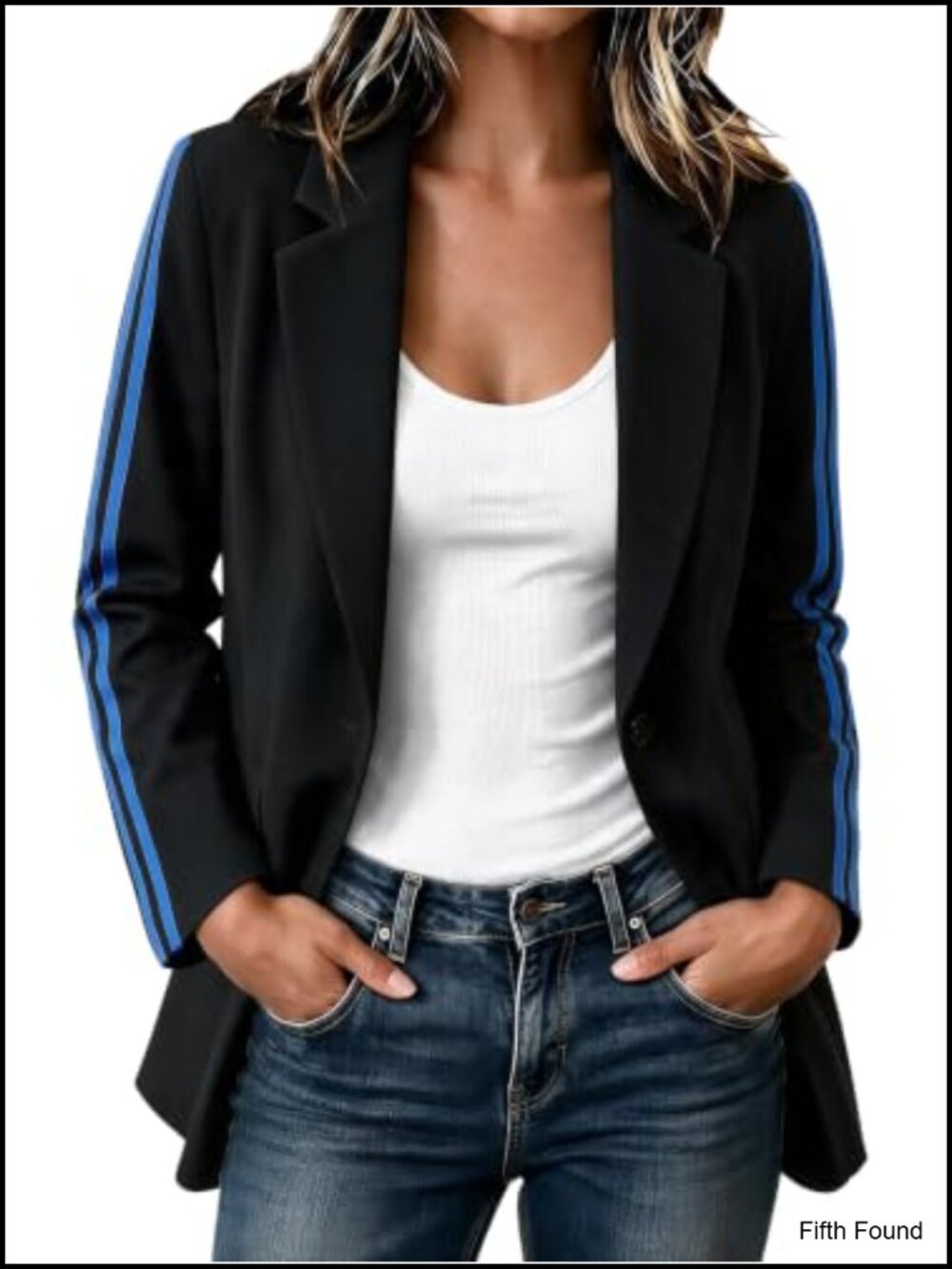 Oversized Blazer with Side Stripes Athletic Sport Coat Business Casual